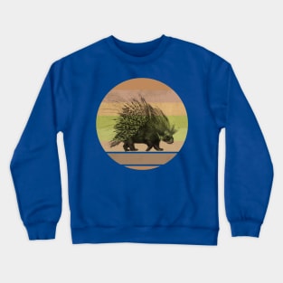 Porcupine Picture on Retro-style Sunset in Africa Colors Crewneck Sweatshirt